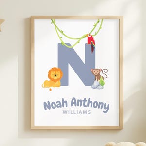 Jungle Name Poster - Personalized Kids Room Print with Animals | Nursery Wall Art | Digital Download