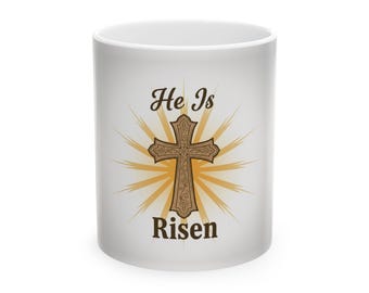 He Is Risen Cross Mug | Christian Easter Ceramic Mug