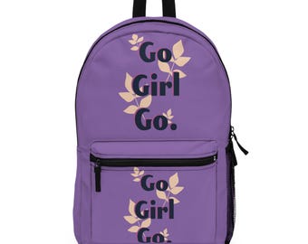 Go Girl Go Backpack, Inspirational Purple Polyester Bag