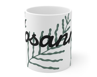 Hosanna mug | Christian typography, greenery illustration