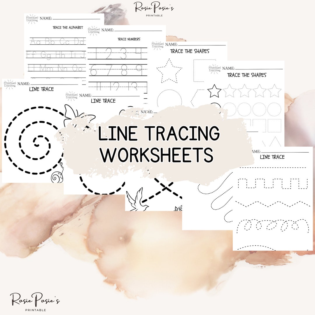 Line Tracing Worksheets, Alphabet, Numbers, Lines, Shapes, Homeschool