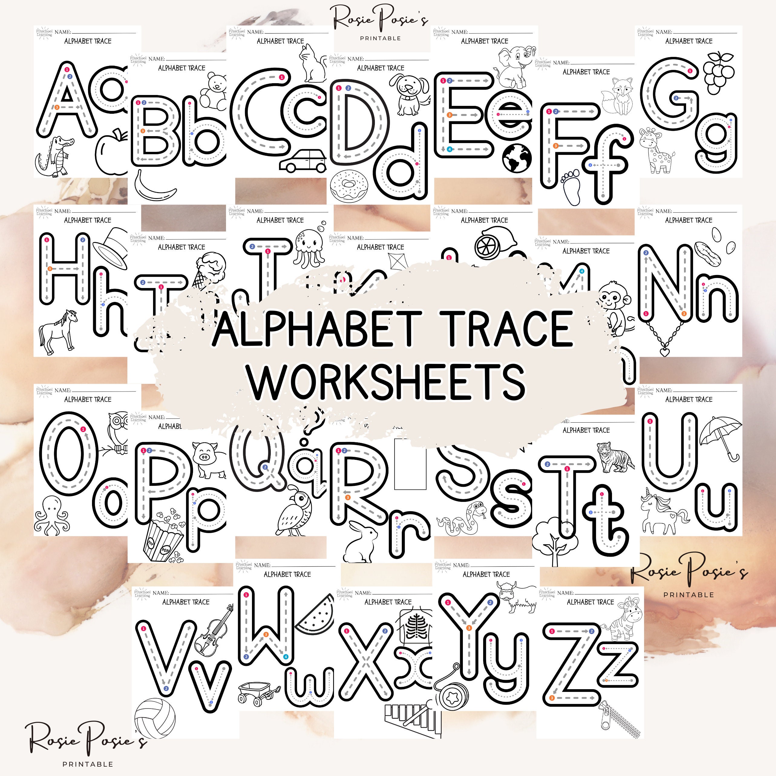 Alphabet tracing, a fun homeschool activity.