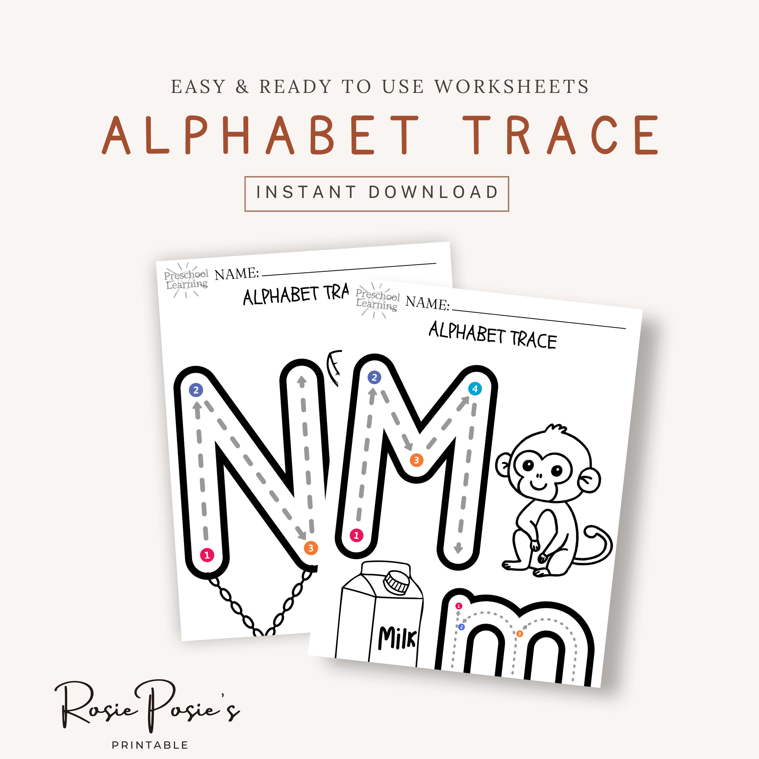 ABCs tracing, a simple learning aid.