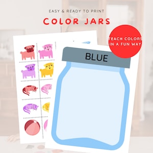 Color Matching Jar, Educational Fun to Learn Colors, Activity for Toddlers