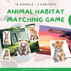 Animal Habitat Matching Game: Forest & Savanna Biome (Digital Download)