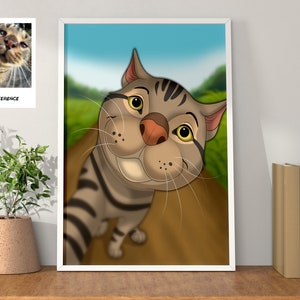 Retrato de mascota personalizado / Estilo caricatura / Impresiones digitales / Retrato de mascota / Retrato de gato, perro, caballo o conejo a partir de una foto / Regalo personalizado