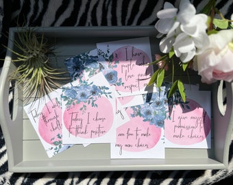 Elevate Your Spirit: Blue Flower Affirmation Flashcards for Self-Love and Positivity