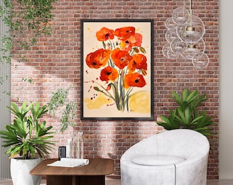 Poppies in Bloom – A4 Art Print | Printed on 200gsm Card | With Love, Bridget