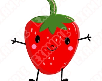 Sweet Strawberry Digital Sticker - Fun Fruit Emoji for Messages & Digital Decor