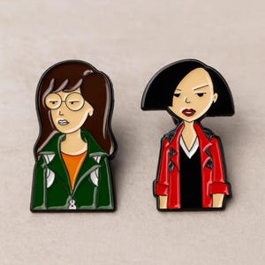 Daria and Jane Enamel Pin Set | 90s Cartoon MTV Hard Enamel Pins | Retro Pop Culture Lapel Pins for Jackets, Backpacks & Collectors