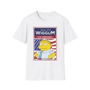 Ralph Wiggum For President Unisex Softstyle T-Shirt, 90s Nostalgia Tee, The Simpsons Shirt, Unisex Graphic Tee, Funny TV Show Merch