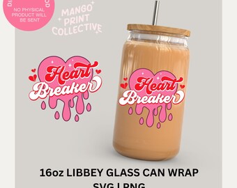 Anti Valentines Day SVG, Valentines Glass Cup SVG Wrap, Cut Files for Cricut and Silhouette Cutting/Craft Machines, 16oz  Glass SVG Png