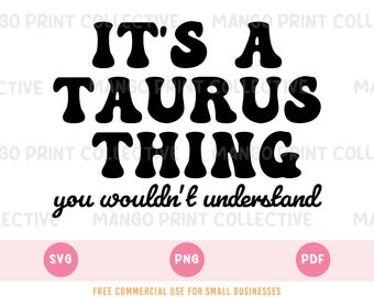 Zodiac SVG, PNG, PDF Files, Taurus Astrology Sign Cut File for Cricut, Birth Month Svg Design for T-shirts and Bags