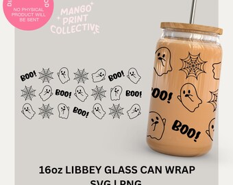 Halloween Glass Wrap Svg, Halloween Ghost SvgCut Files for Cricut and Silhouette Cutting / Craft Machines, Sublimation Designs, Download