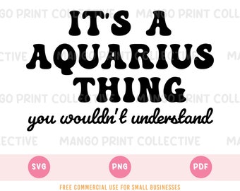 Zodiac SVG, PNG, PDF Files, Aquarius Astrology Sign Cut File for Cricut, Birth Month Svg Design for T-shirts and Bags