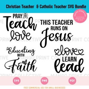 Katholieke leraar SVG bundel, gezegend SVG, leraar tijdperk SVG, christelijke SVG basisschool leren gift, school gesneden bestand voor Cricut