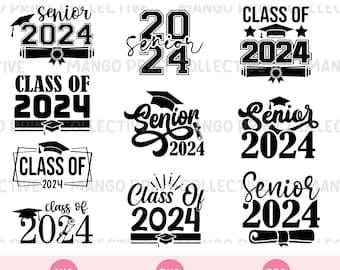 Class of 2024 SVG Bundle, Senior 2024 SVG, Graduation Cap SVG cut file for Cricut and Silhouette Cutting/Craft Machines, Sublimation Design