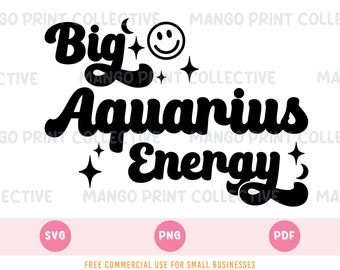 Zodiac SVG, PNG, PDF Files, Aquarius Astrology Sign Cut File for Cricut, Birth Month Svg Design for T-shirts and Tote Bags