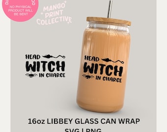 Halloween Glass Wrap Svg, pliki do cięcia Head Witch in Charge dla Cricut i Silhouette Cutting/Craft Machines, projekty sublimacji, pobierz