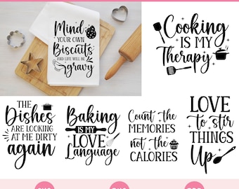 Dish Towel SVG Bundle, Cut Files for Cricut and Silhouette Cutting/Craft Machines, Sublimation Transfer Designs, Instant Digital Download