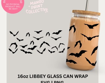 Halloween Glass Wrap Svg, Bat Svg Cut Files for Cricut and Silhouette Cutting / Craft Machines, Sublimation Designs,Instant Digital Download