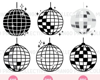 Disco Ball SVG PNG, Cut Files for Cricut and Silhouette Cutting/Craft Machines, Sublimation Transfer Designs, Digital Instant Download