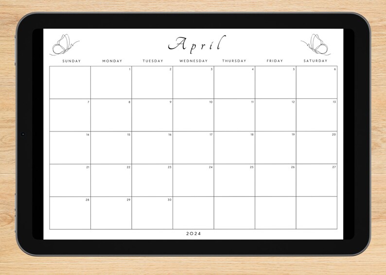Editable April 2024 Calendar April 2024 Calendar Printable Calendar