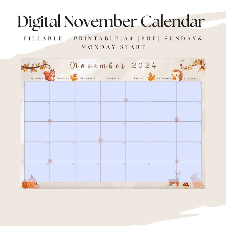 Editable November 2024 Calendar November Calendar Editable Calendar ...