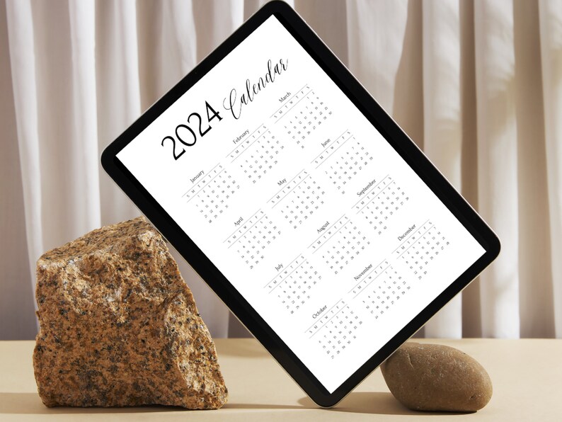 2024 Yearly Calendar Printable Digital Calendar Year at a Glance