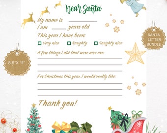 Printable Letter to Santa | Dear Santa | Letter to Santa | Christmas Wish List | Printable | Kid's Christmas Letter