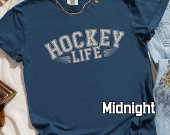 Unisex Comfort Colors Hockey Graphic Tee, Hockey Graphic T-Shirt, Retro T, Gift for Her, Trendy Graphic Shirt, Sports Lover Gift, Gift Him