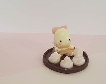 Bao Baby Dino: Desk Accessory/ Pen or Pencil holder, Dinosaur Figurine, Vietnamese Inspired, Banh Bao, Handmade, Chumpy.Co,