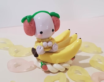 Straw-Nana Cream Pie: Desk Accessory, Pen/ Pencil Holder, Desk Friend, Polymer Clay, Handmade, Dinosaur, Figurine, Chumpy.Co