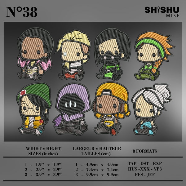 Valorant 8 Agents Pack in Chibi Anime Geïnspireerd Borduurontwerpbestand Borduurmachine