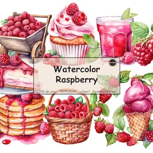 Watercolor Raspberry Clipart – PNG format transparent background instant download for commercial use