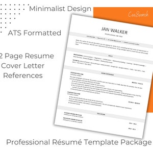 Modern ATS Resume Template for Google Docs, Word Resume, 1-2 Page Resume & Cover Letter References, Minimalist Resume, Professional