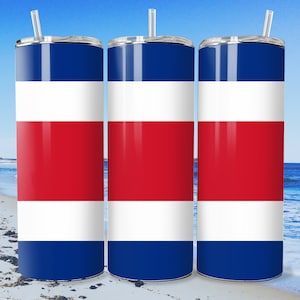 Flag of Costa Rica, 20 oz Tumbler Wrap, digital download