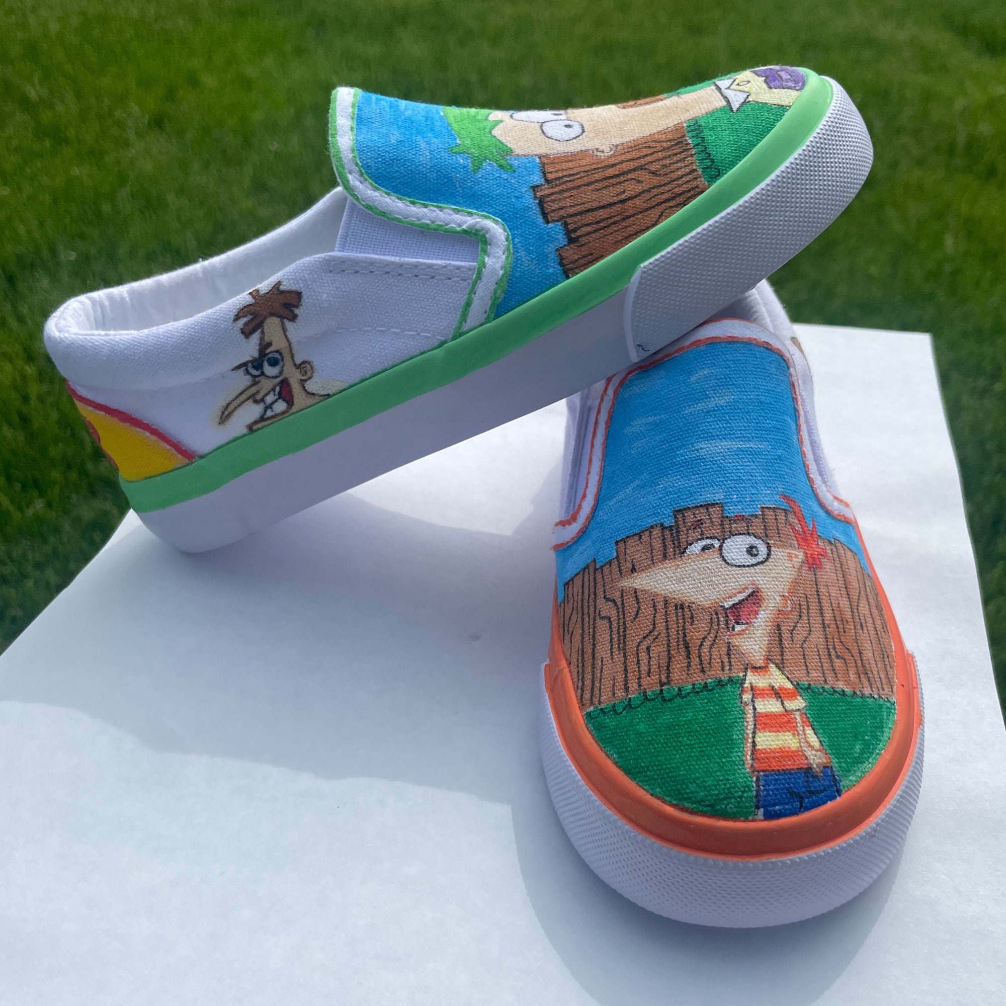 Customized Phineas and Ferb Slip-on Shoes - Etsy