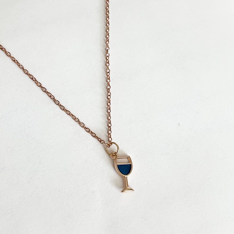 Gold Wine Glass Necklace Etsy