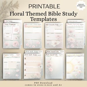 Diario de estudio bíblico con temática floral / Plantillas de estudio de las Escrituras, SOAP, mapeo de versículos (PDF)