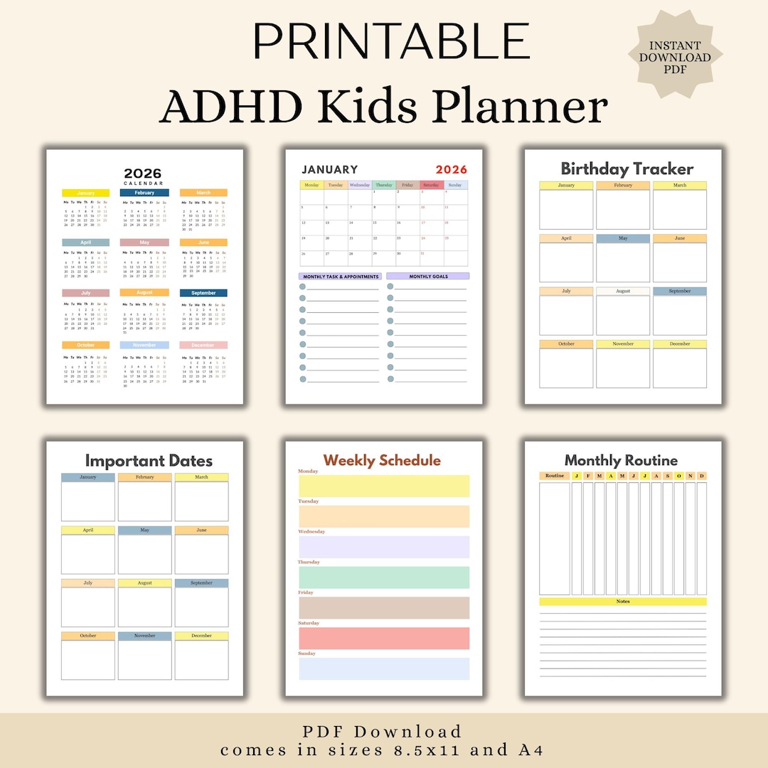 ADHD Planner for Kids | Daily Routine & Behavior Charts (digital ...