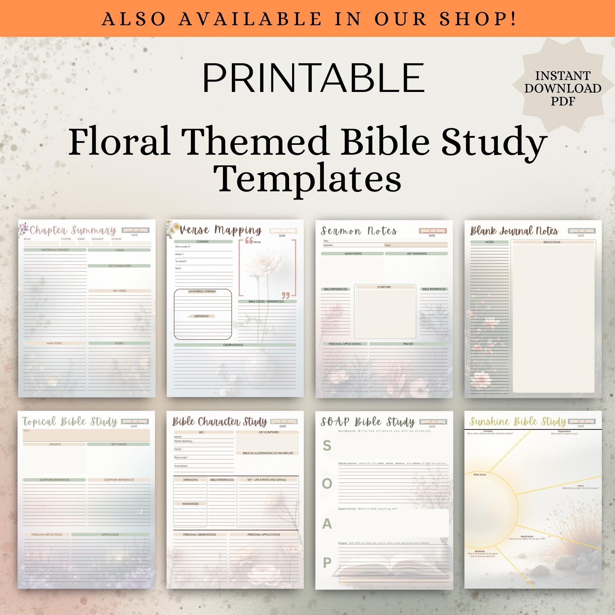 Printable Bible Study Journal | Scripture Study Templates (PDF) - Etsy