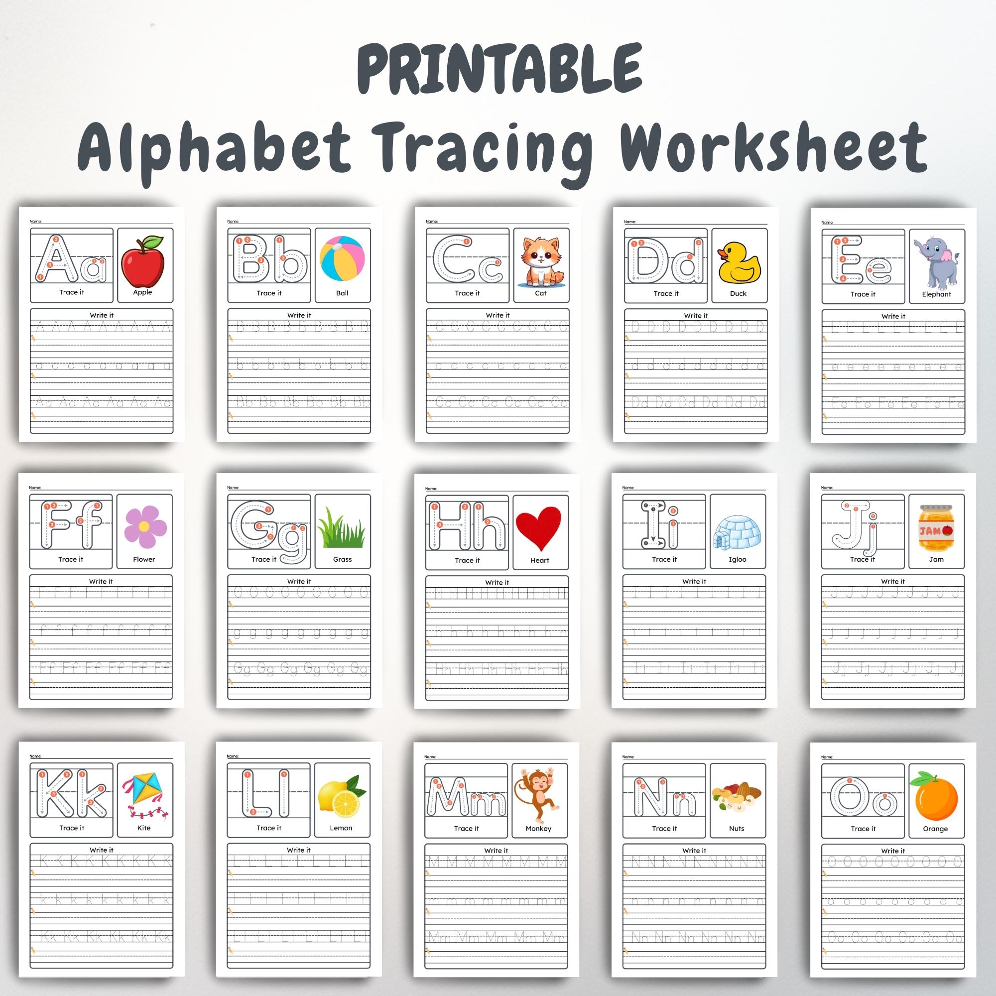 Alphabet Tracing Worksheets: Handwriting Practice for Kids (PDF ...