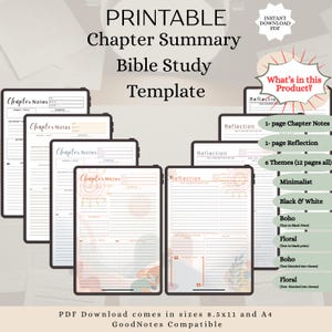 Bible Chapter Study Printable Template | Scripture Reflection Journal (Digital Download)