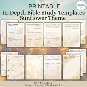 In-Depth Bible Study Templates | Sunflower Theme (Digital Download)