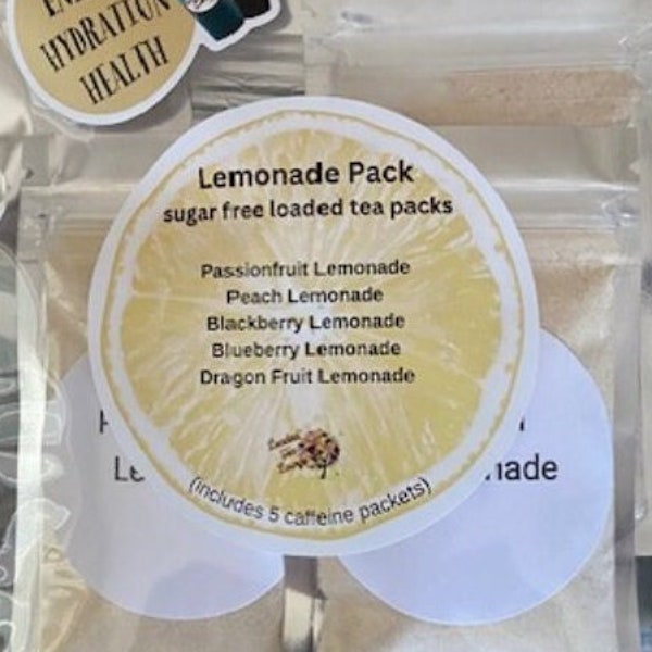 Lemonade Loaded Tea To Go 5-Pack Sugar Free Drink Mix Bundle of Health And Hydration Gift For Her Vacation Essential Bridal Shower Idea