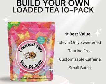 Pack de 10 bolsitas de té con la mejor relación calidad-precio - Endulzado solo con stevia - Cafeína personalizable - Elaborado en pequeños lotes - Sin taurina