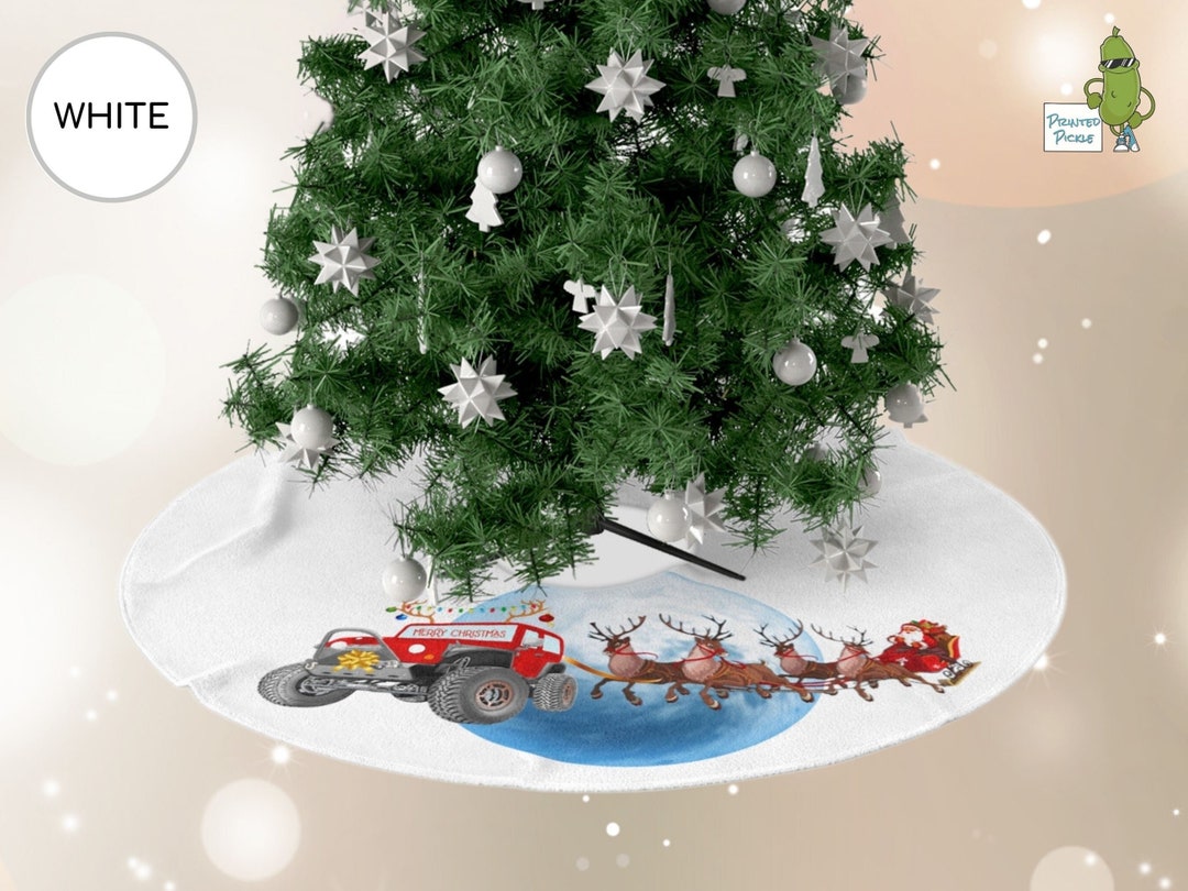 Christmas Tree Skirt Santa Tree Skirt With Reindeer Festive Etsy