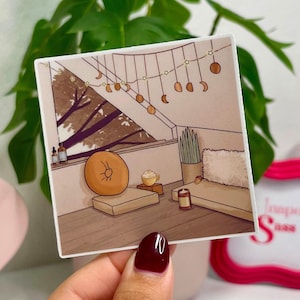 Cozy Autumn Room Waterproof Sticker: Fall Decor
