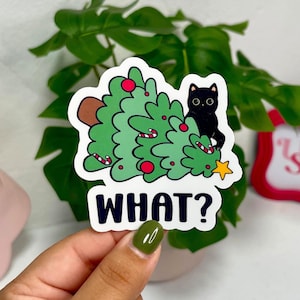 Funny Christmas Cat Waterproof Vinyl Sticker